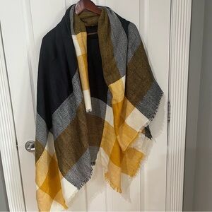 Cozy Black and Yellow Plaid scarf